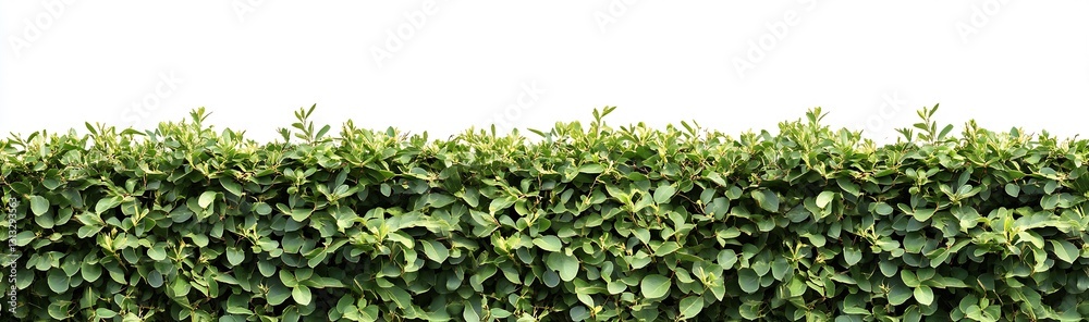 Fototapeta premium Lush green hedge growing evenly against a clean white background for landscaping : Generative AI