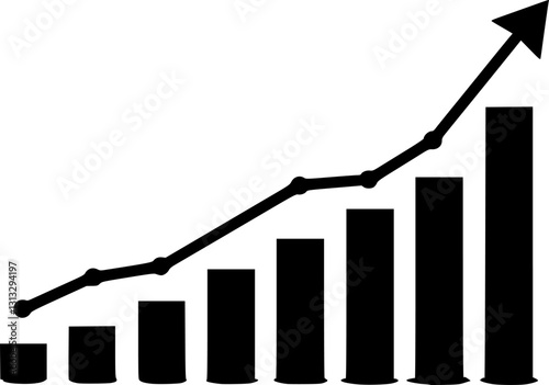 Graph diagram up icon, business growth success chart with arrow, business bar sign, profit growing symbol, progress bar symbol, growing graph icons – stock vector