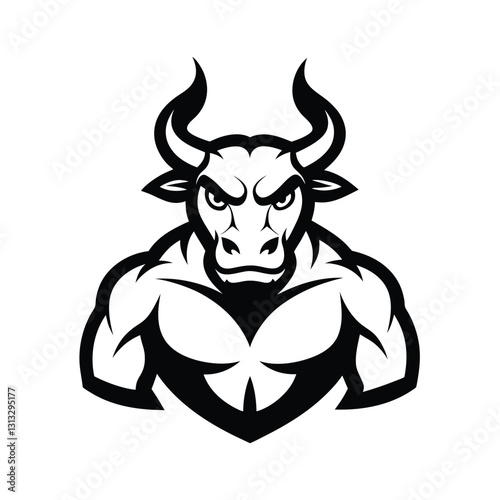 Powerful Bull Mascot – Strong and Fierce Bull Head Logo