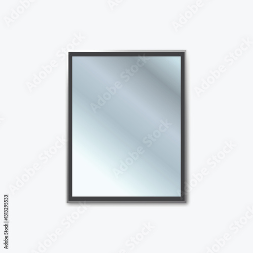 Mirror 3D Vector illustration Realistic mirror frame interior furniture Reflecting glass surfaces isolated