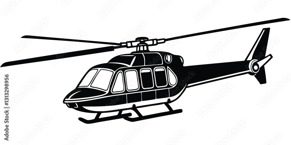 silhouette Helicopter icon on isolated white background silhouette Helicopter icon on isolated white background