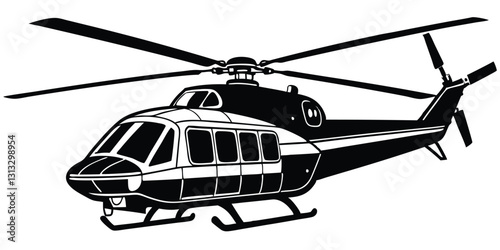 silhouette Military helicopter illustration on white background