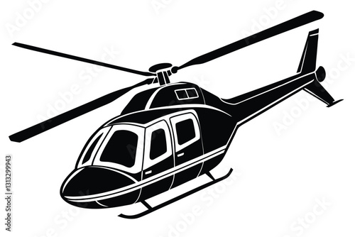 silhouette Helicopter icon on isolated white background