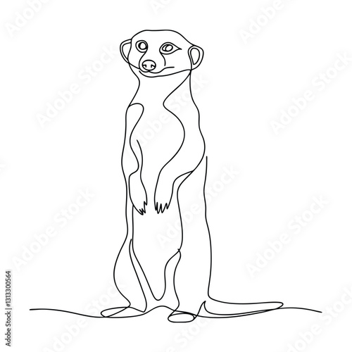 SingleLine Meerkat Drawing African Animal, Wildlife Art, Continuous Line