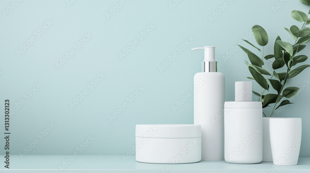 Minimalist White Skincare and Beauty Product Bottles on a Soft Pastel Background with Greenery, Elegant Spa and Self-Care Concept for Natural and Organic Cosmetics Minimalist White Skincare and Beauty Product Bottles on a Soft Pastel Background with Greenery, Elegant Spa and Self-Care Concept for Natural and Organic Cosmetics