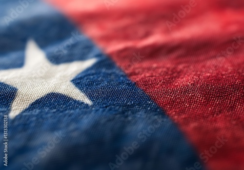 CloseUp View of Texas Flag with Rich Colors and Textured Fabric Design Showcasing Star Emblem : Generative AI