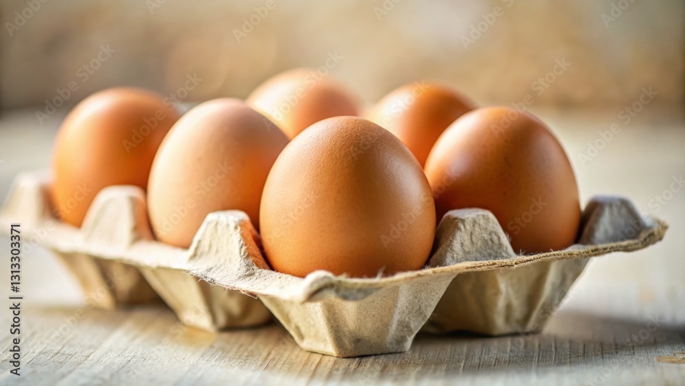 Miniature Brown Eggs in Cardboard Carton - Tilt-Shift Photography Miniature Brown Eggs in Cardboard Carton - Tilt-Shift Photography