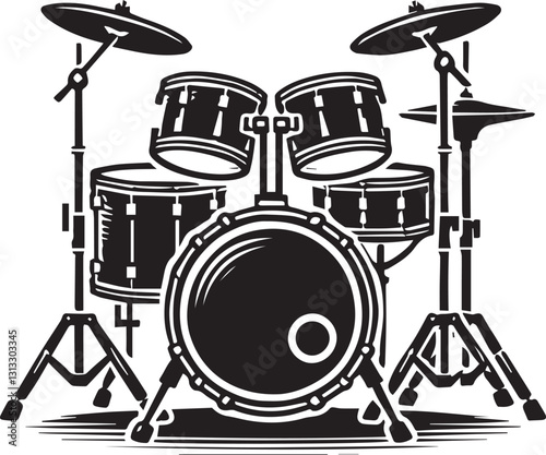vector illustration of drum, drum silhouette vector, drum vector illustration, drum tree logo vector, drum silhouette vector isolated on white background