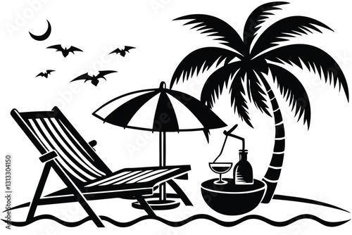 Summer Palm Tree Beach Chair Umbrella Drink Relax Sun Sand Ocean Nature Island Resort Island Travel Design