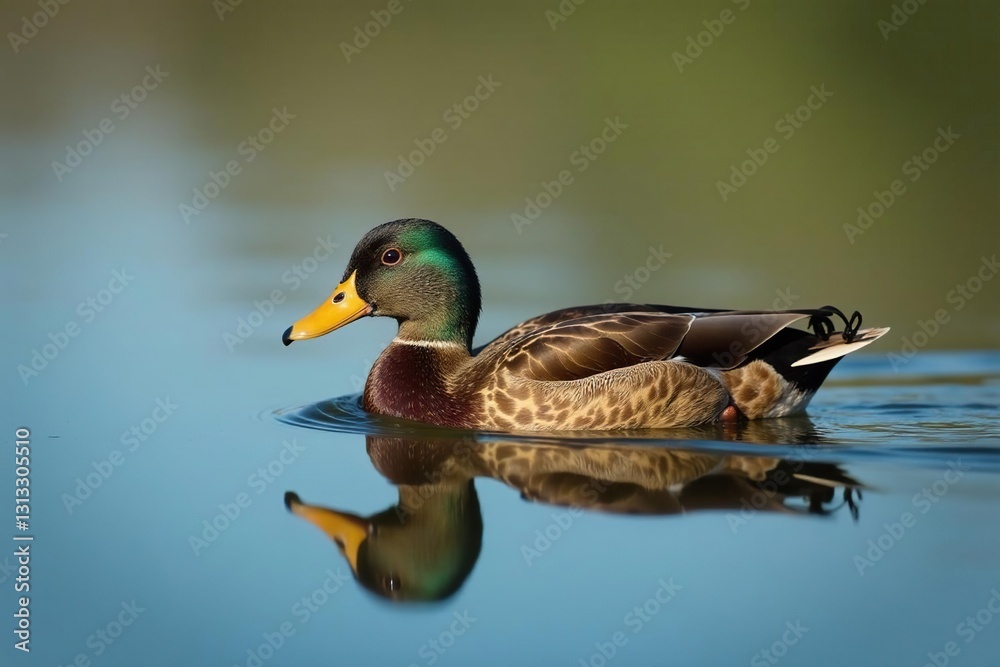 Gadwall duck swimming peacefully on calm water, bird photography, wild Gadwall duck swimming peacefully on calm water, bird photography, wild