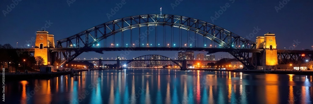 Longfellow Bridge arch, city lights twinkling, iconic, skyline, urban Longfellow Bridge arch, city lights twinkling, iconic, skyline, urban