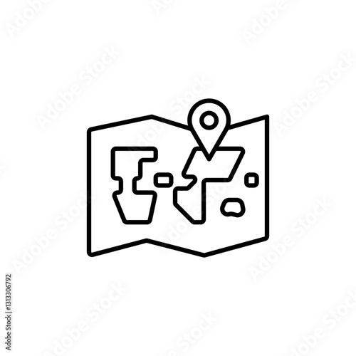 Map battle royale line icon
