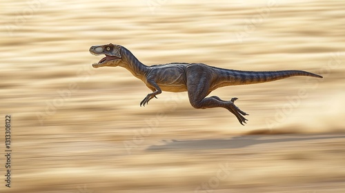 Struthiomimus sprinting across a dry plain speed and agility on full display