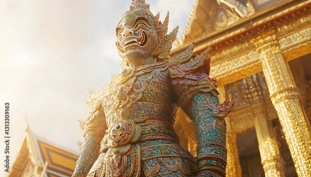 Ornate Guardian Statue at Golden Temple Thailand Ornate Guardian Statue at Golden Temple Thailand