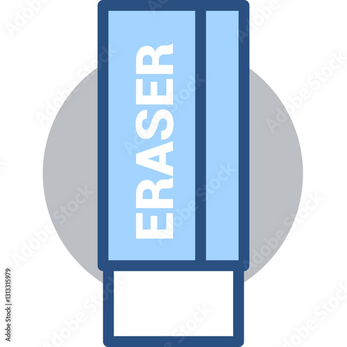 Isolated blue and white eraser illustration for office or school supplies