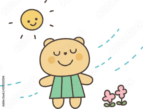 春の風を感じるくま