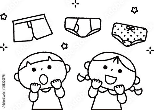 お兄さんお姉さんパンツに憧れる幼児線画