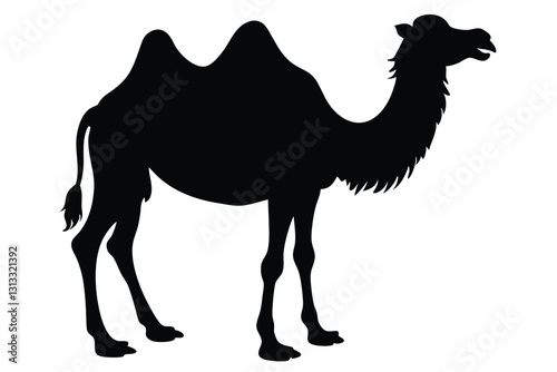 A camel with a black silhouette of a camel