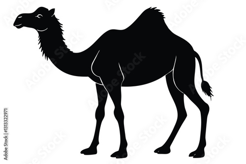 A camel with a black silhouette