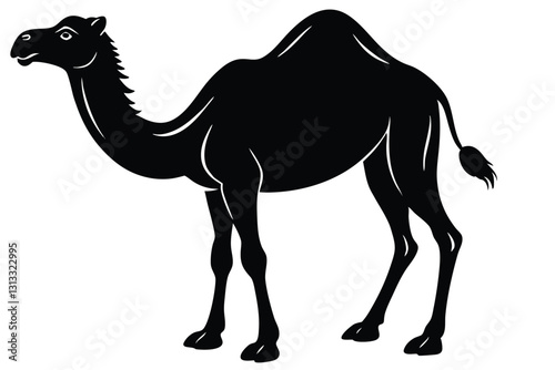 A camel with a black silhouette