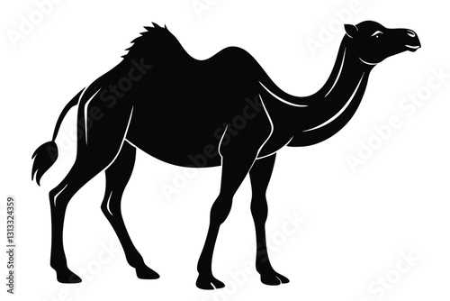 A camel is standing in a field with the words camels and the word camel