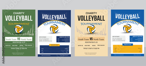 Volleyball Tournament Event Flyer Template.Modern Volleyball Match Promotion Flyer.Creative Volleyball Event Poster Design.Volleyball brochure flyer template. Sport club flyers vector