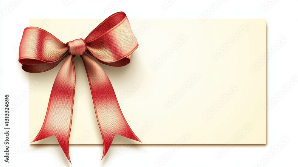Elegant Red Bow on Cream Background for Gift or Celebration Card Elegant Red Bow on Cream Background for Gift or Celebration Card