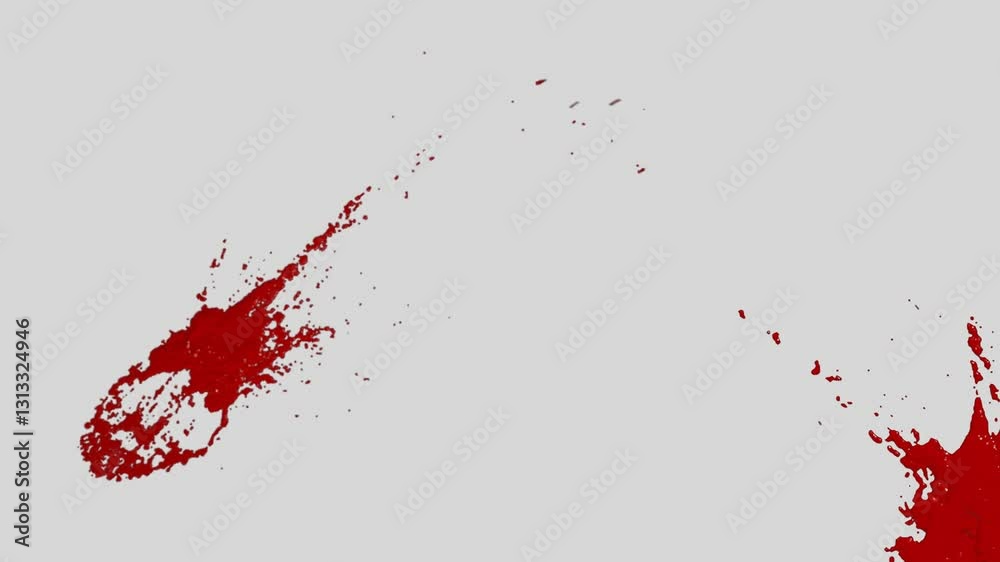red blood splatter animated 4k for editing video