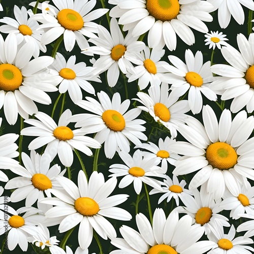 Daisy Floral Seamless Pattern - White and Yellow Wildflower Design