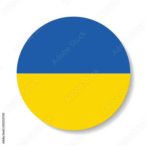 Ukraine circle flag logo icon digital vector illustration