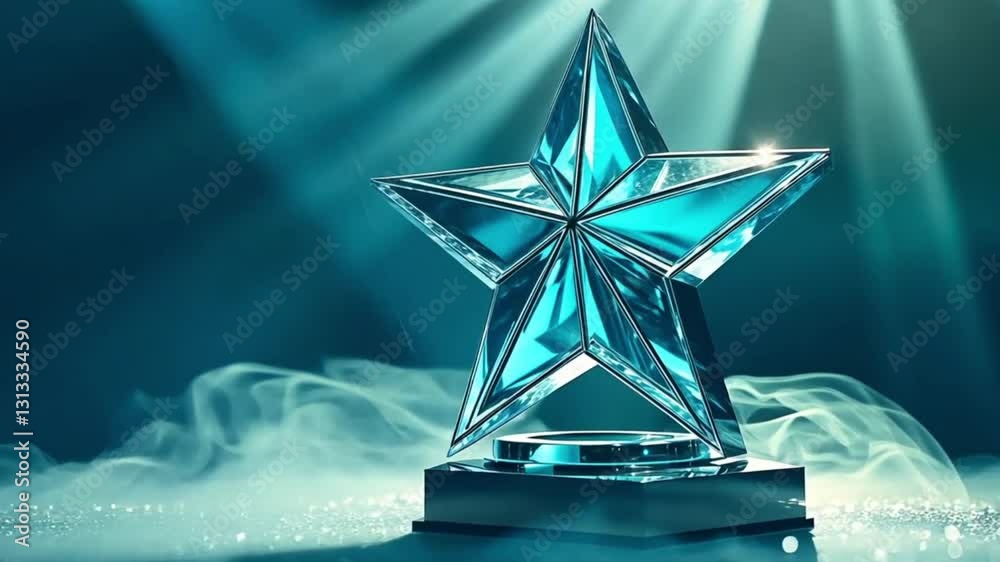 Award Star Trophy on Dark Teal Background