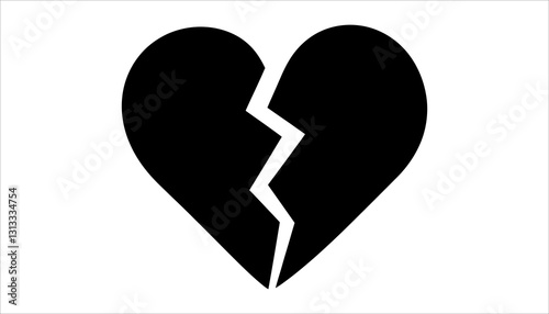 Broken Heart Icon . Love and Heartbreak Silhouette Vector Symbol.