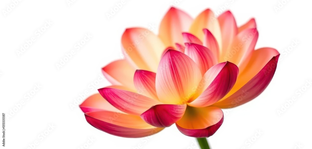 Fototapeta premium A single vibrant bloom, petals unfurled, isolated on pure white, beauty, plant