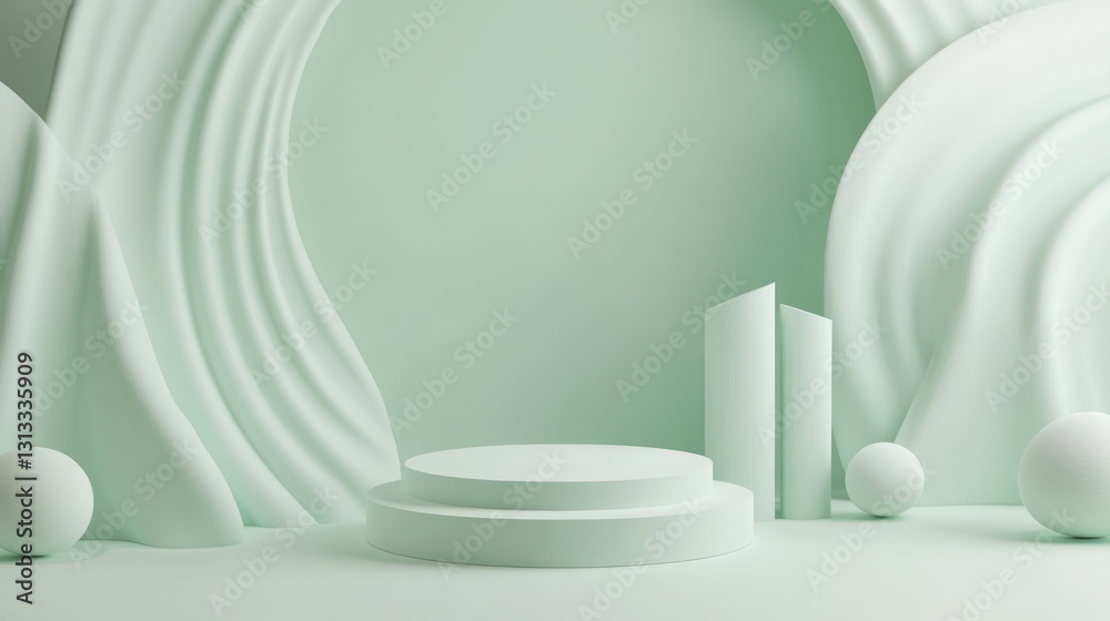 Pastel green 3D display podium background Pastel green 3D display podium background