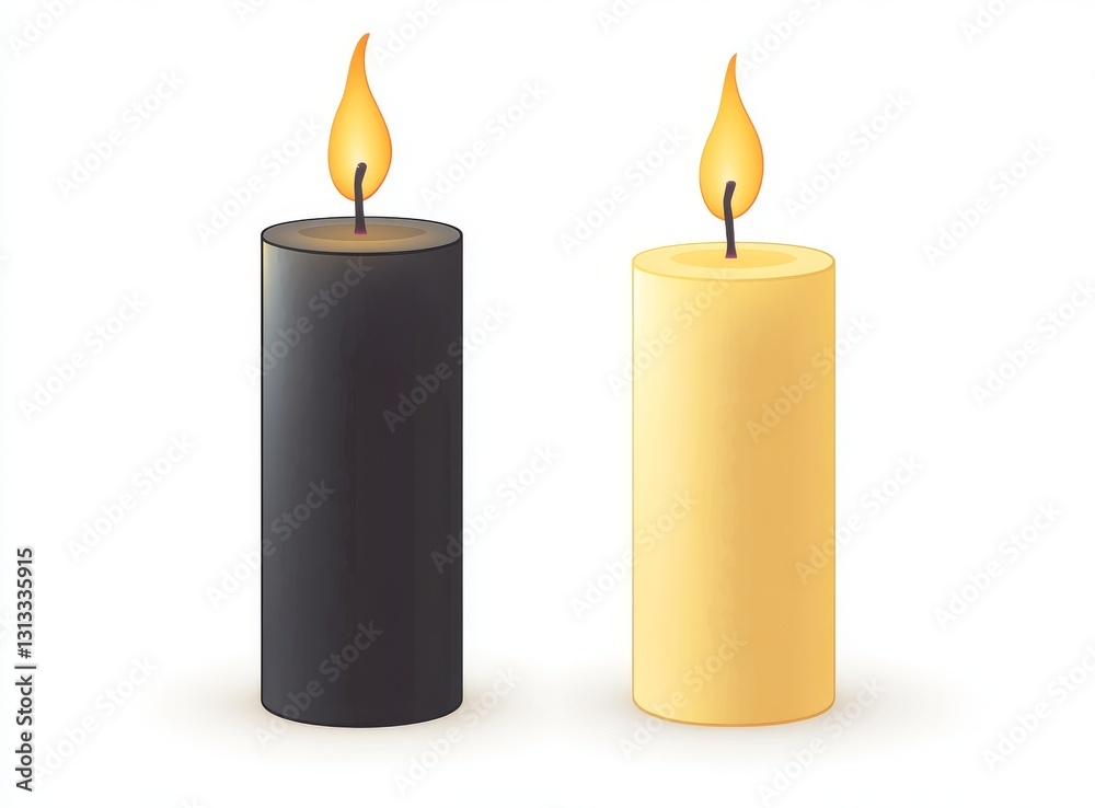 Contemporary candle icons available in both flat and silhouette versions Contemporary candle icons available in both flat and silhouette versions