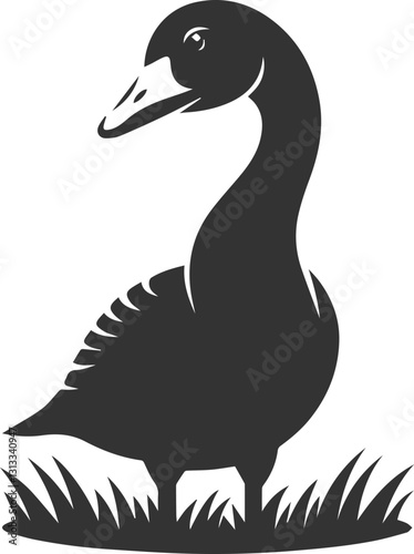 silhouette of a goose tilting its head in curiosity animal vector