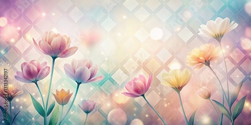 Pastel Flower Silhouette with Argyle Overlay - Soft Background Stock Photo