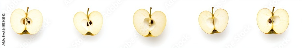 An isolated green, juicy apple drops to the ground on a white background An isolated green, juicy apple drops to the ground on a white background