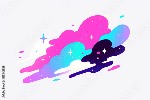 ポップなキラキラと流れる雲