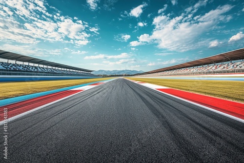 Wallpaper Mural Asphalt race track with grandstands under a bright sky. Ideal for speed, racing, and motorsports themes. Torontodigital.ca