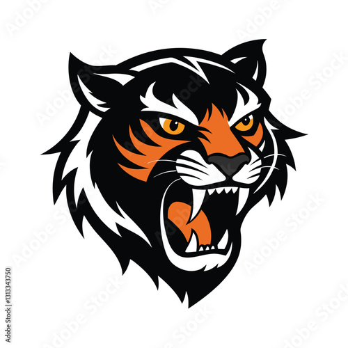 Roaring Tiger Mascot – Fierce Design with Intense Eyes and Sharp Teeth