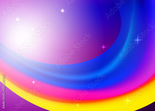 Trendy Vibrant Abstract Gradient Waves Blue, Purple, Yellow, pink Background, PRO VECTOR