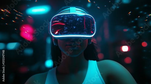 Futuristic VR Experience in Neon Lights