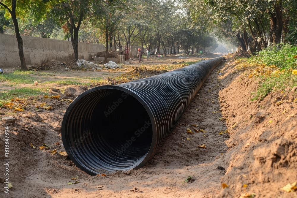 custom made wallpaper toronto digitalA corrugated pipe for wastewater pumping is placed on the ground essential for sewer maintenance to prevent city accidents