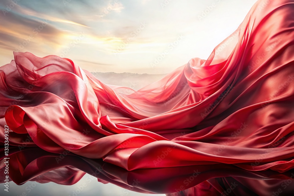 Obraz premium Red Satin Silk Fabric Double Exposure Abstract Photography