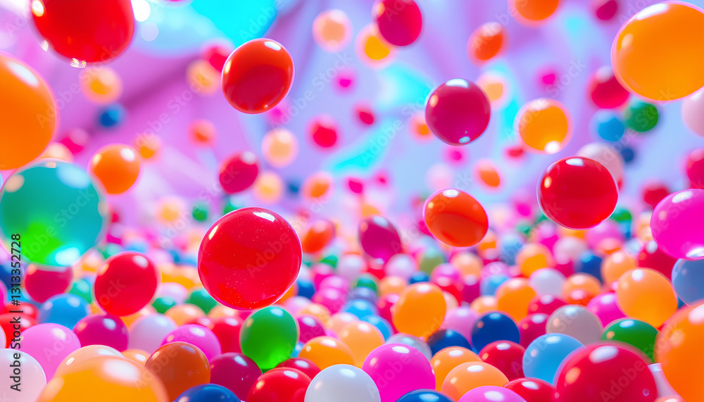 Surreal candy world where jellybeans hover in mid-air, pulsating with vibrant neon energy Surreal candy world where jellybeans hover in mid-air, pulsating with vibrant neon energy