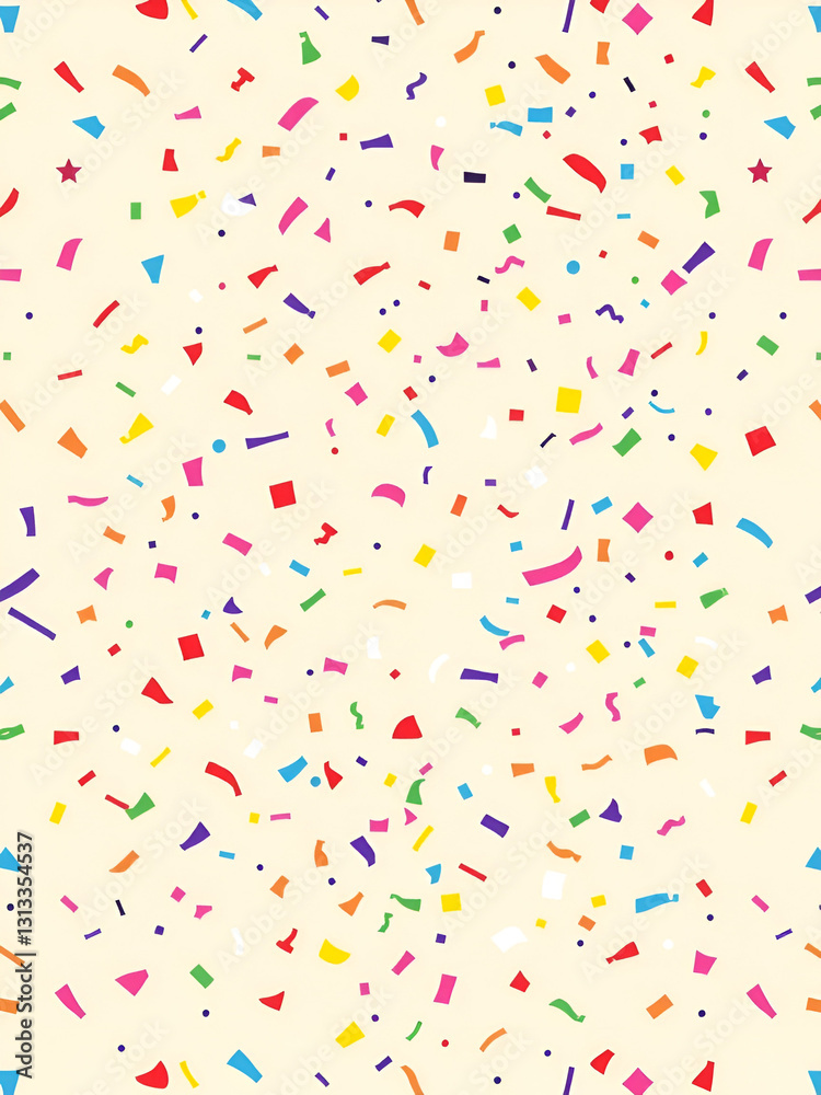 Seamless abstract pattern of multicolor falling confetti on a light background, flat style Seamless abstract pattern of multicolor falling confetti on a light background, flat style