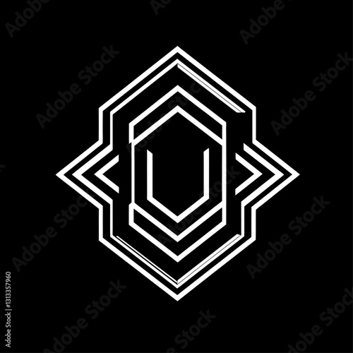 Abstract geometric vector design with hexagonal shapes on black background