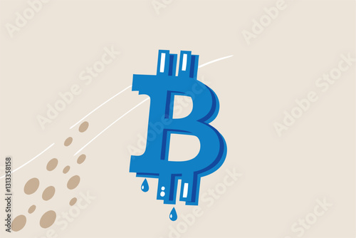 Bitcoin and cryptocurrency using for money laundering or payment in dark market, financial crime or criminal ransom pay concept, drying B alphabet with pegs as Bitcoin symbol after laundering.