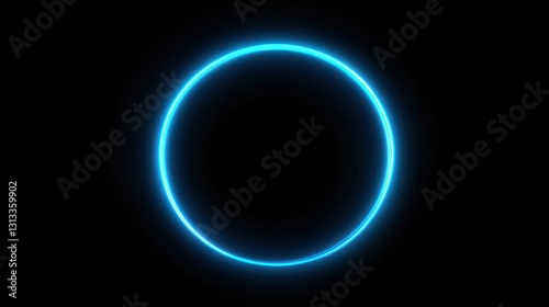Abstract Neon Circle on Black Background photo